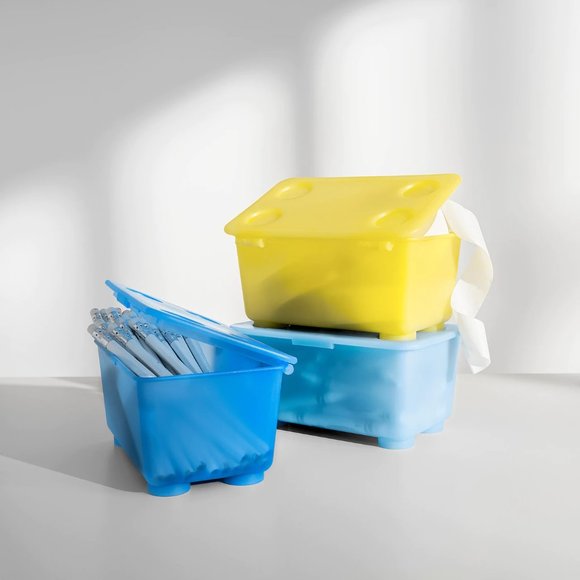 IKEA GLIS Box with lid, yellow/blue 6 ¾ x 4 " - Picture 3 of 17
